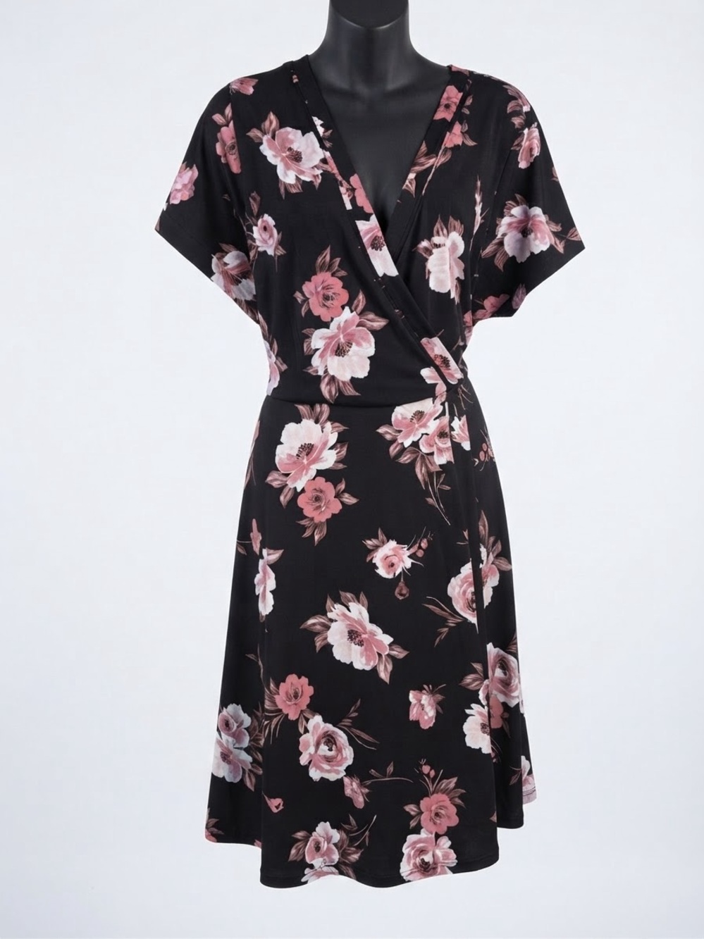 torrid Black Floral Wrap Midi Dress 3x